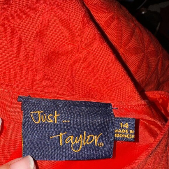 Just‎ Taylor Dress Women’s Size 14 Orange Geometric Quilted Pattern Retro Work - Picture 3 of 8